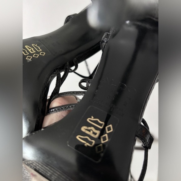 Aldo | Black Pointed Toe Lace Up High Heel Sandal | Size 5 - Picture 7 of 7